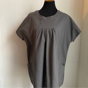 MISSLOOK Women’s Short Sleeve Cotton Blend Tunic Smock w pockets | Gray | XL